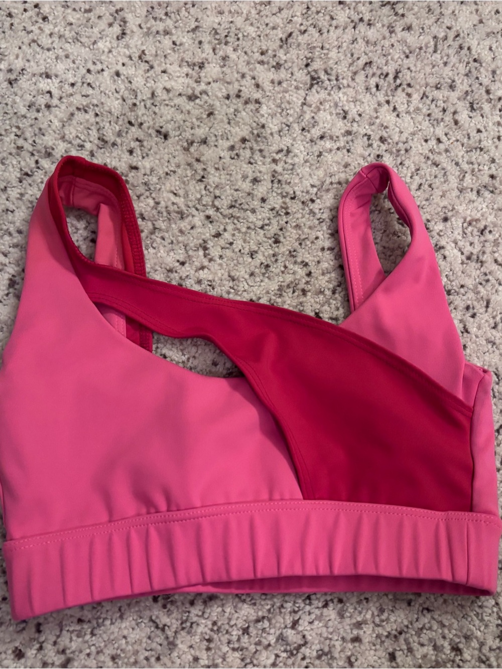 Five Dancewear Dual-Tone Pink Women's Sports Bra with Contrast Panel